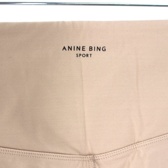 Anine Bing Sport Blake Biker Shorts Neutral Tan Black Side Racing Stripes S NEW - Picture 6 of 8
